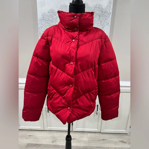2/$15 Maurice’s Red Short Puffer Coat - Picture 2 of 4